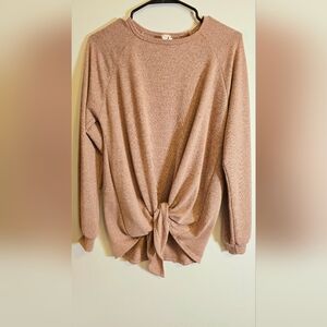Lush Pink Long Sleeve Sweater by Grateful Hearts Size M. Tie Front